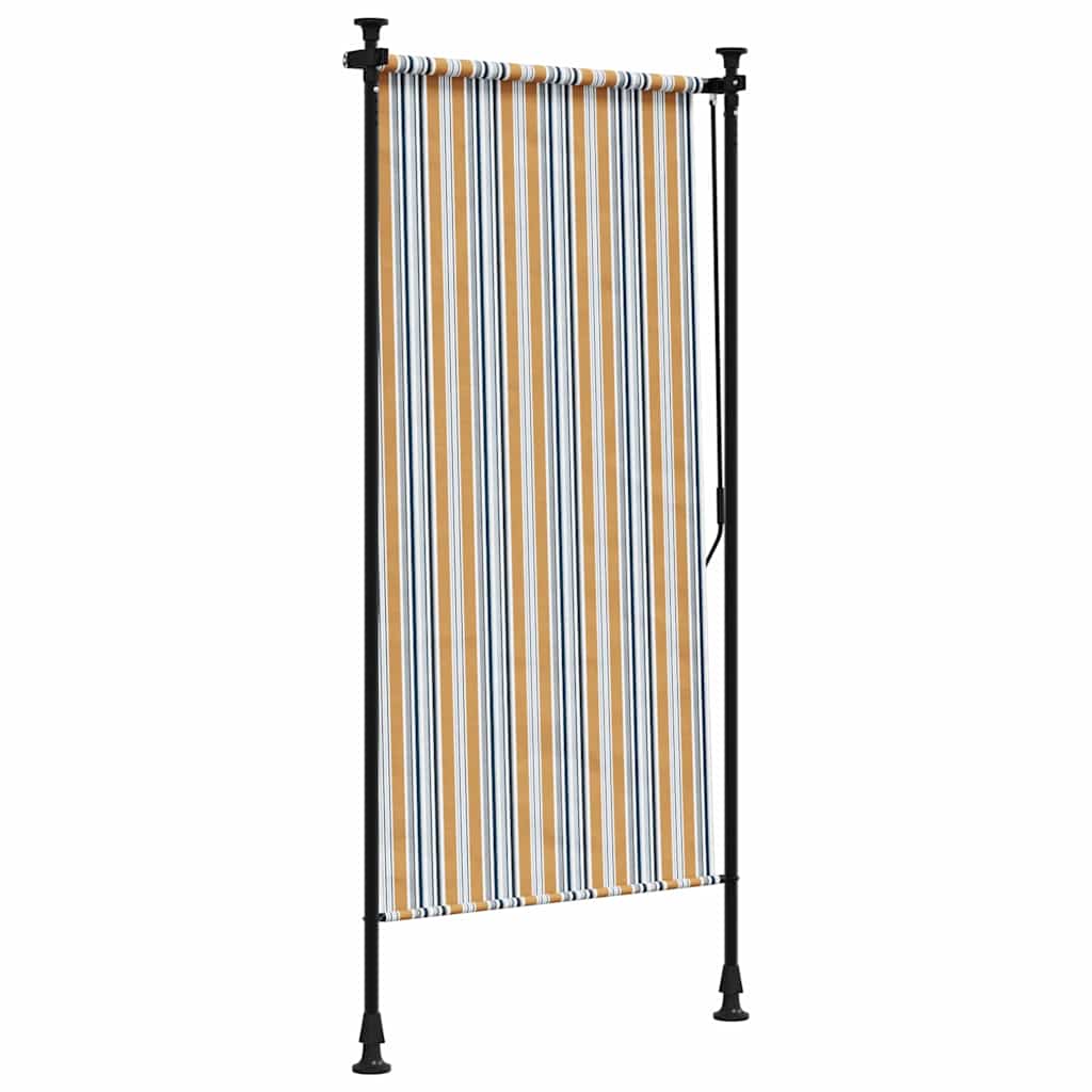 Outdoor Roller Blind Yellow and White 120x270 cm Fabric&Steel