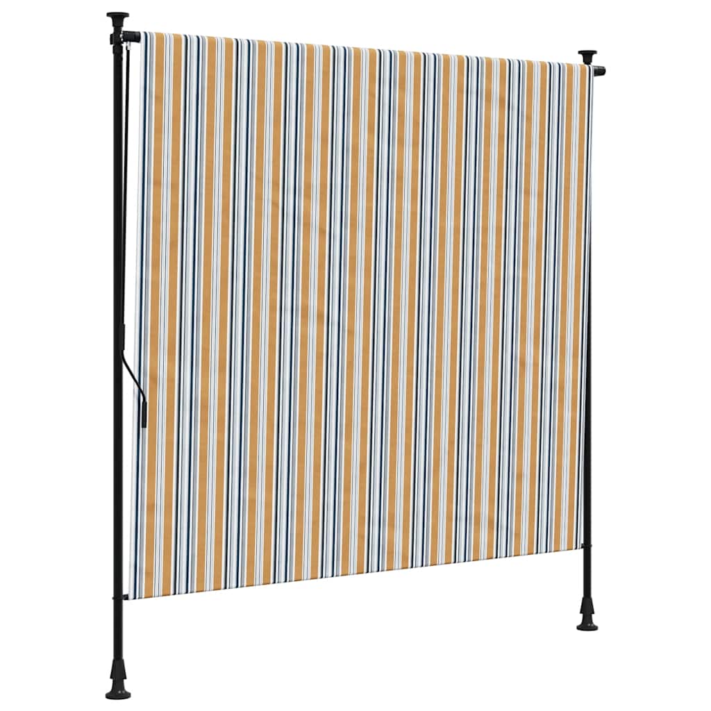 Outdoor Roller Blind Yellow and White 150x270 cm Fabric&Steel