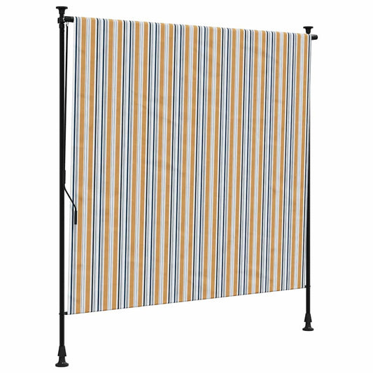 Outdoor Roller Blind Yellow and White 150x270 cm Fabric&Steel