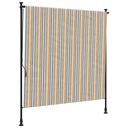 Outdoor Roller Blind Yellow and White 200x270 cm Fabric&Steel