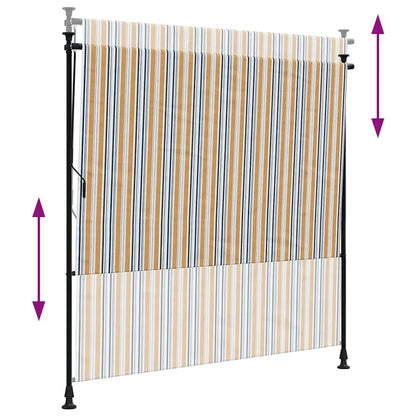 Outdoor Roller Blind Yellow and White 200x270 cm Fabric&Steel