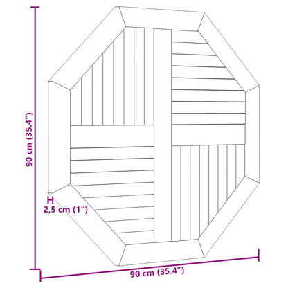 Table Top 90x90x2.5 cm Octagonal Solid Wood Teak