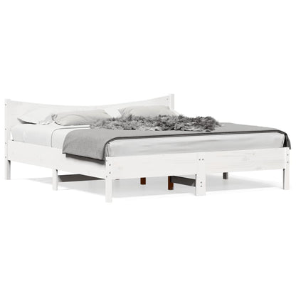 Bed Frame without Mattress White 200x200 cm Solid Wood Pine