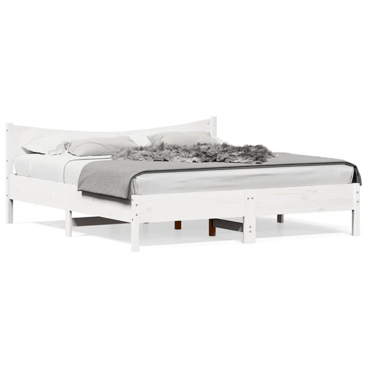 Bed Frame without Mattress White 200x200 cm Solid Wood Pine