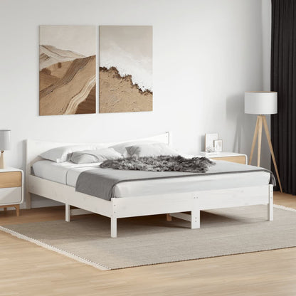 Bed Frame without Mattress White 200x200 cm Solid Wood Pine