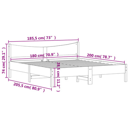 Bed Frame without Mattress White 180x200 cm Super King Solid Wood Pine