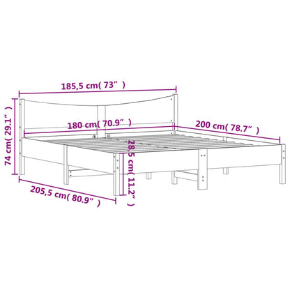 Bed Frame without Mattress Wax Brown 180x200 cm Super King Solid Wood Pine