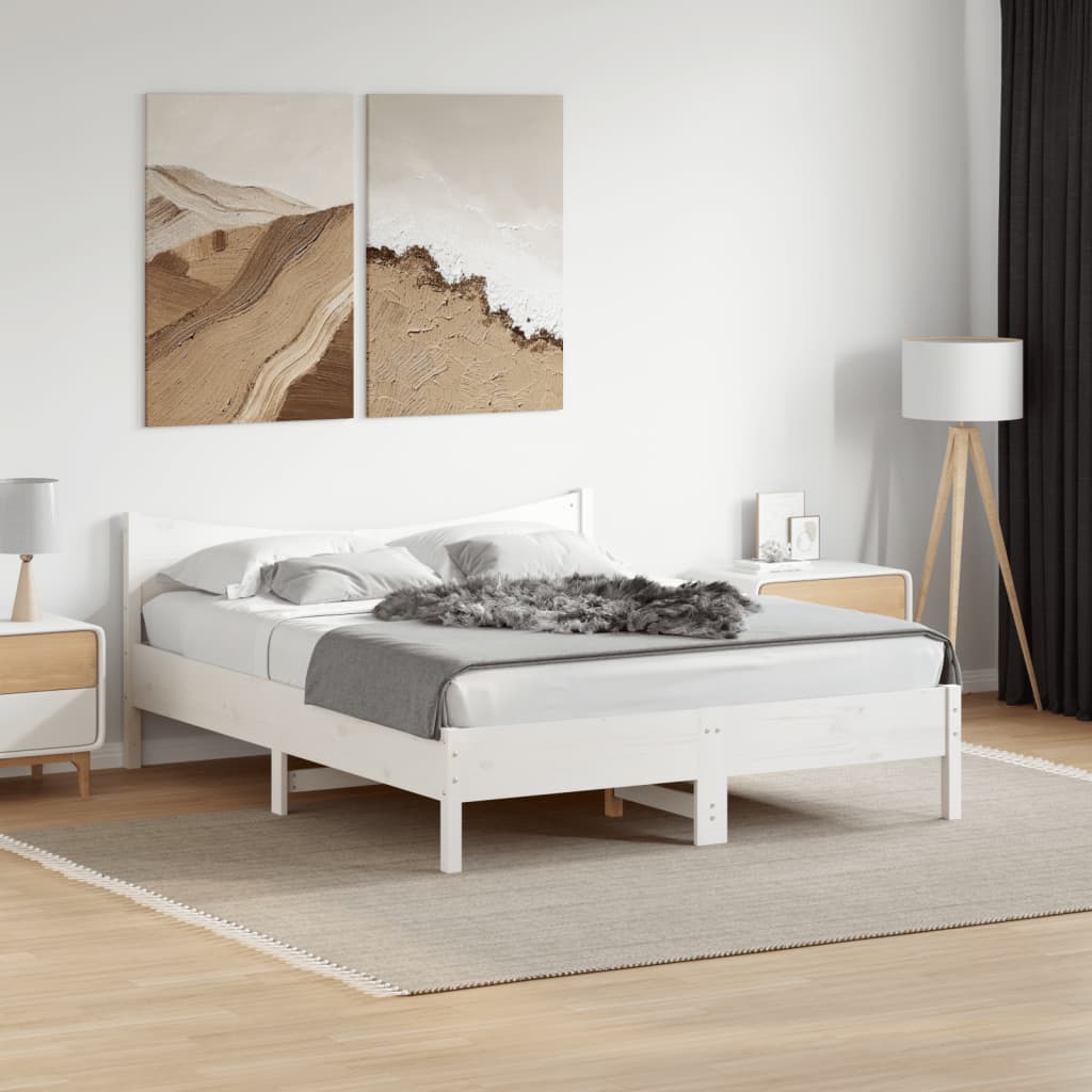 Bed Frame without Mattress White 160x200 cm Solid Wood Pine