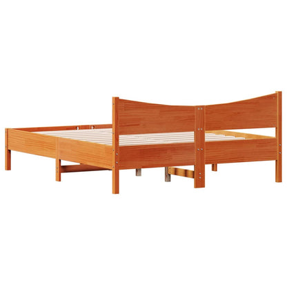 Bed Frame without Mattress Wax Brown 160x200 cm Solid Wood Pine