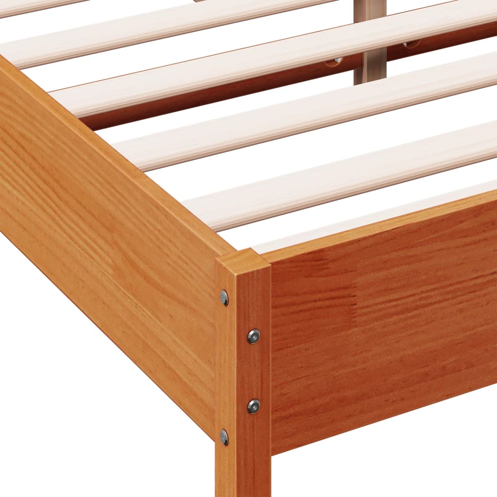 Bed Frame without Mattress Wax Brown 160x200 cm Solid Wood Pine