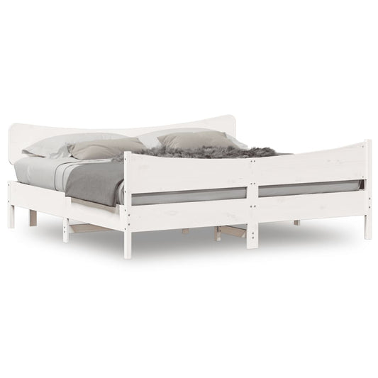 Bed Frame without Mattress White 200x200 cm Solid Wood Pine