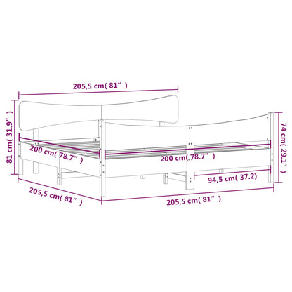 Bed Frame without Mattress White 200x200 cm Solid Wood Pine