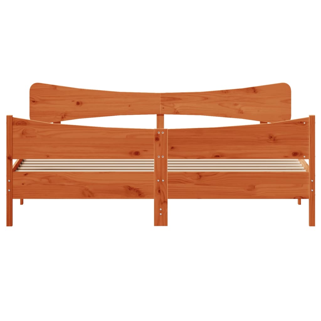 Bed Frame without Mattress Wax Brown 200x200 cm Solid Wood Pine