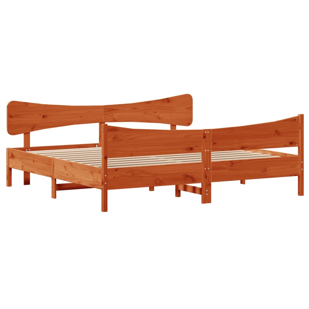 Bed Frame without Mattress Wax Brown 180x200 cm Super King Solid Wood Pine