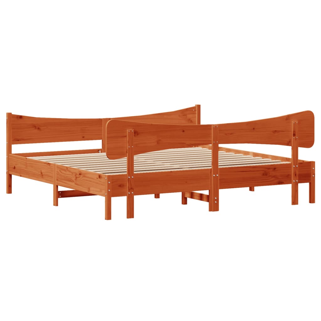 Bed Frame without Mattress Wax Brown 180x200 cm Super King Solid Wood Pine