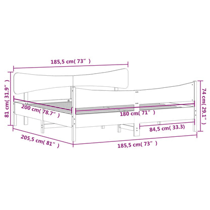 Bed Frame without Mattress Wax Brown 180x200 cm Super King Solid Wood Pine