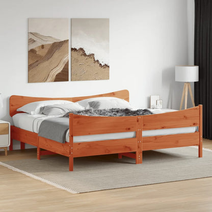 Bed Frame without Mattress Wax Brown 180x200 cm Super King Solid Wood Pine