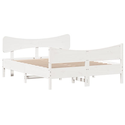 Bed Frame without Mattress White 160x200 cm Solid Wood Pine