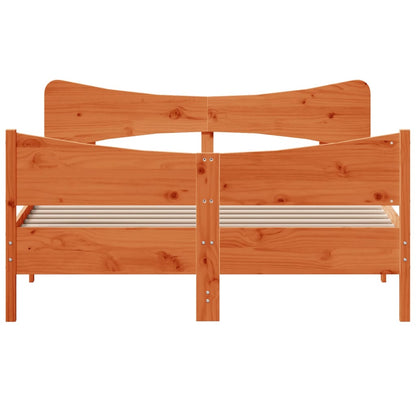 Bed Frame without Mattress Wax Brown 160x200 cm Solid Wood Pine