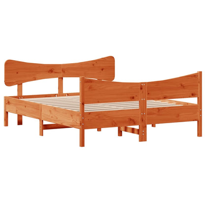 Bed Frame without Mattress Wax Brown 140x200 cm Solid Wood Pine