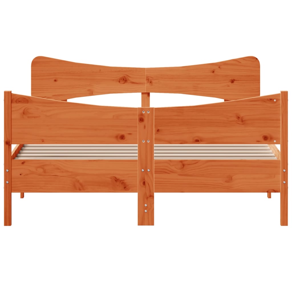 Bed Frame without Mattress Wax Brown 140x200 cm Solid Wood Pine