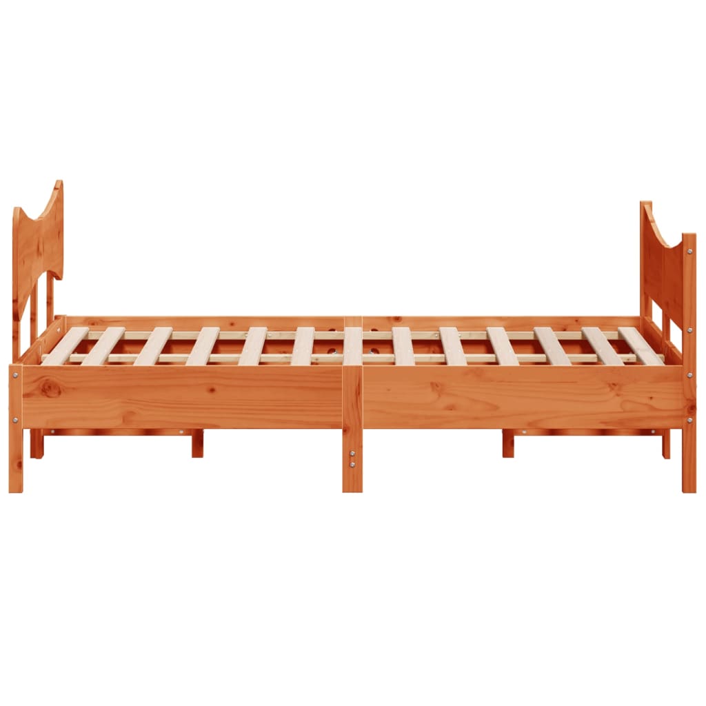 Bed Frame without Mattress Wax Brown 140x200 cm Solid Wood Pine