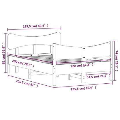 Bed Frame without Mattress Wax Brown 120x200 cm Solid Wood Pine