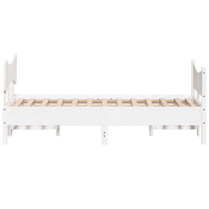 Bed Frame without Mattress White 135x190 cm Double Solid Wood Pine