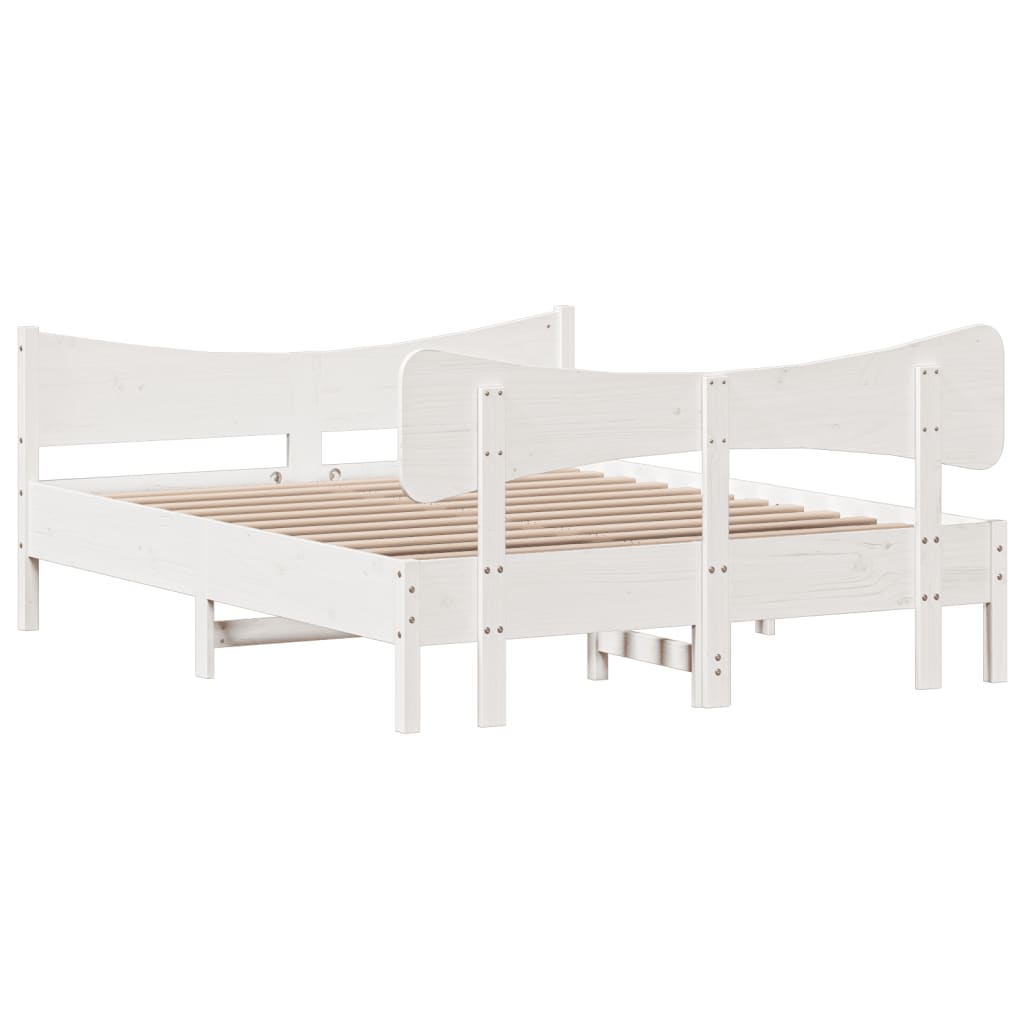 Bed Frame without Mattress White 135x190 cm Double Solid Wood Pine