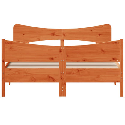 Bed Frame without Mattress Wax Brown 135x190 cm Double Solid Wood Pine