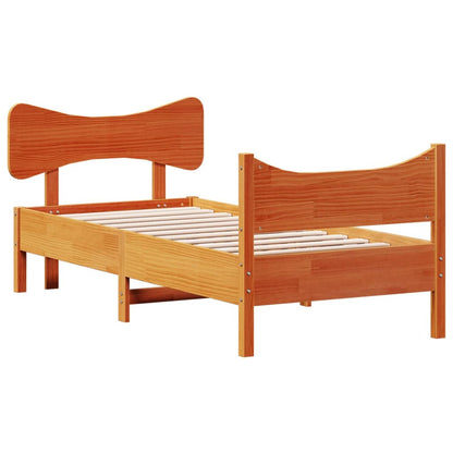 Bed Frame without Mattress Wax Brown 75x190 cm Small Single Solid Wood Pine