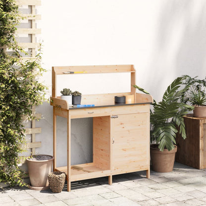 Potting Table with Cabinet 110,5x45x124,5 cm Solid Wood Fir