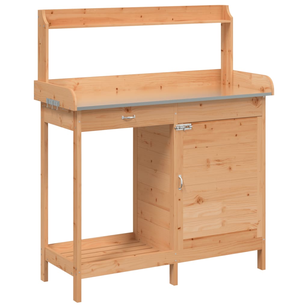 Potting Table with Cabinet Brown 110.5x45x124.5 cm