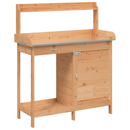 Potting Table with Cabinet Brown 110.5x45x124.5 cm