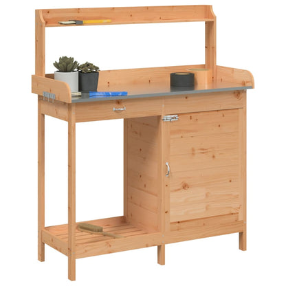 Potting Table with Cabinet Brown 110.5x45x124.5 cm