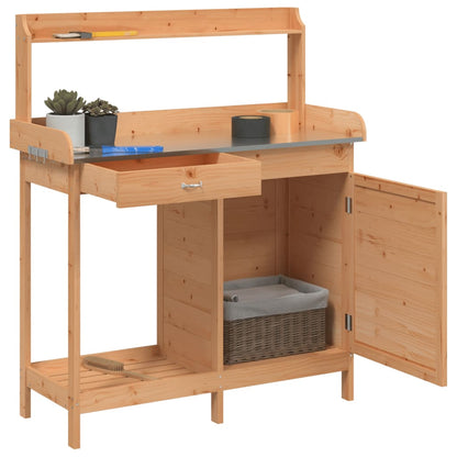 Potting Table with Cabinet Brown 110.5x45x124.5 cm