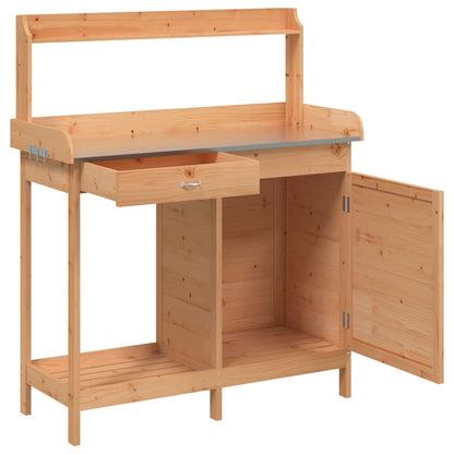 Potting Table with Cabinet Brown 110.5x45x124.5 cm