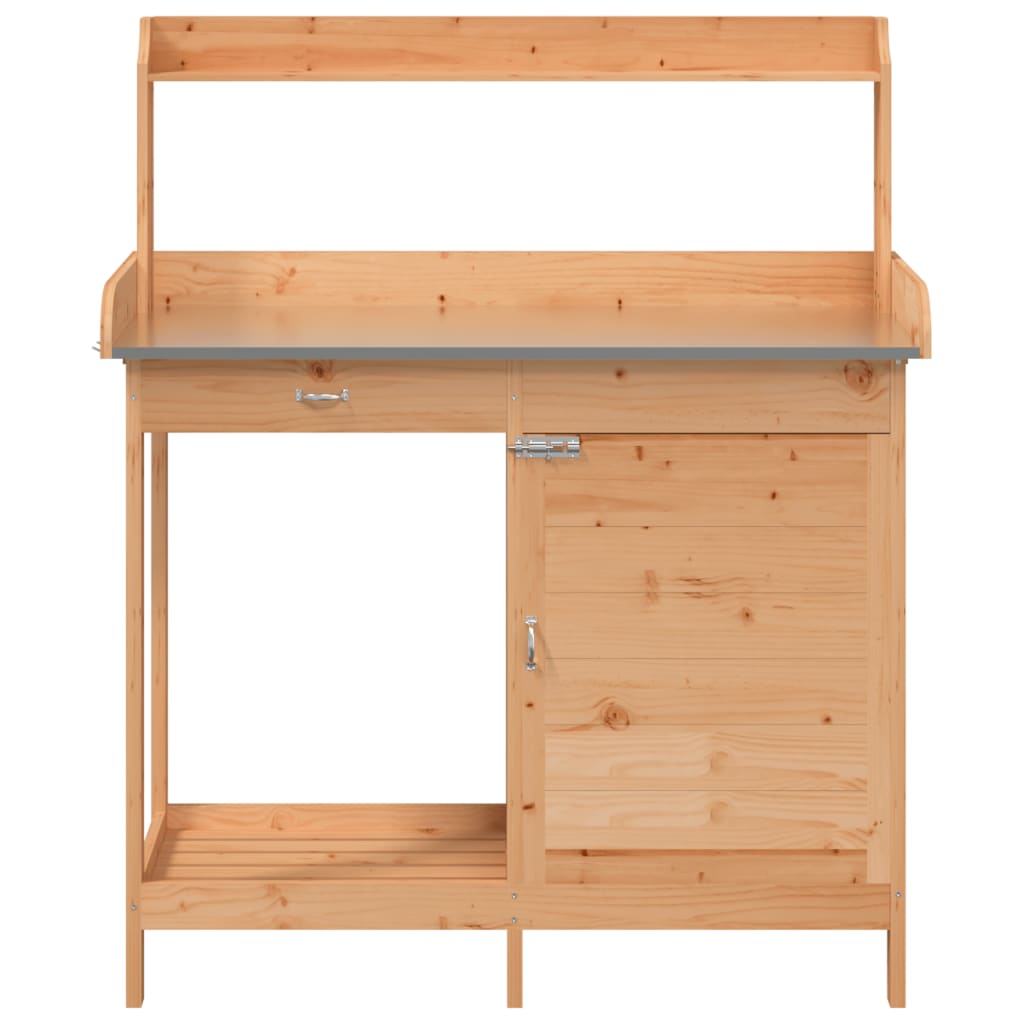 Potting Table with Cabinet Brown 110.5x45x124.5 cm