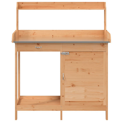Potting Table with Cabinet Brown 110.5x45x124.5 cm