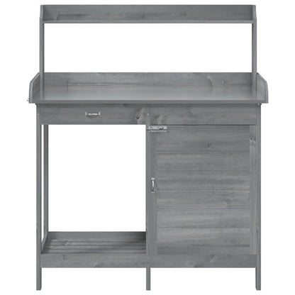 Potting Table with Cabinet Grey 110.5x45x124.5cm Solid Wood Fir