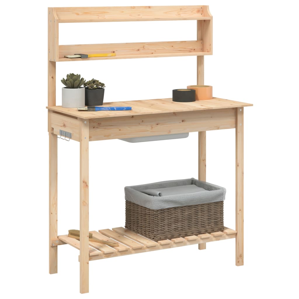 Potting Table with Sink 147,5x44x139,5 cm Solid Wood Fir