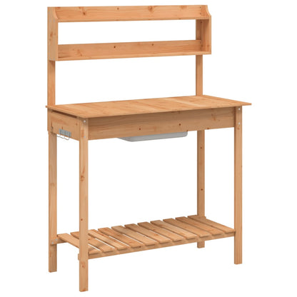 Potting Table with Sink Brown 147,5x44x139,5 cm Solid Wood Fir