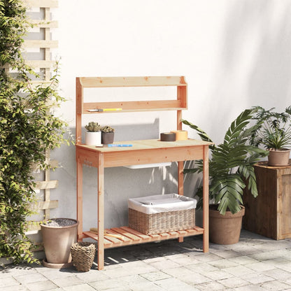Potting Table with Sink Brown 147,5x44x139,5 cm Solid Wood Fir