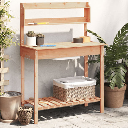 Potting Table with Sink Brown 147,5x44x139,5 cm Solid Wood Fir