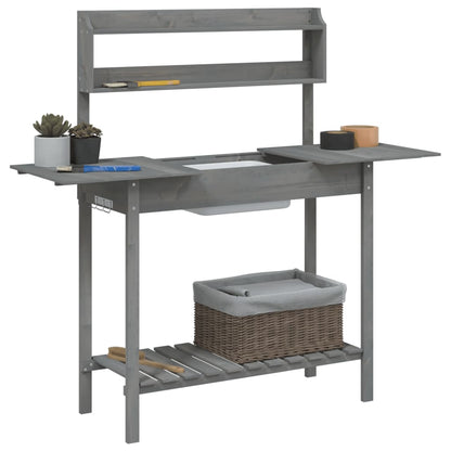 Potting Table with Sink Grey 147,5x44x139,5 cm Solid Wood Fir
