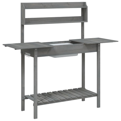 Potting Table with Sink Grey 147,5x44x139,5 cm Solid Wood Fir
