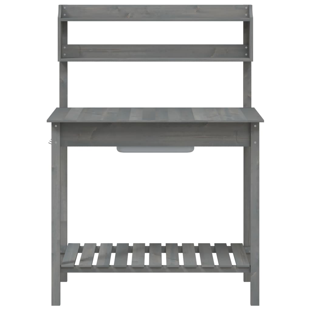 Potting Table with Sink Grey 147,5x44x139,5 cm Solid Wood Fir