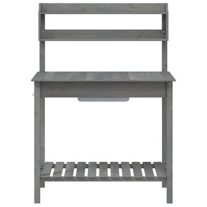 Potting Table with Sink Grey 147,5x44x139,5 cm Solid Wood Fir