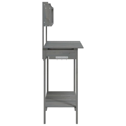 Potting Table with Sink Grey 147,5x44x139,5 cm Solid Wood Fir