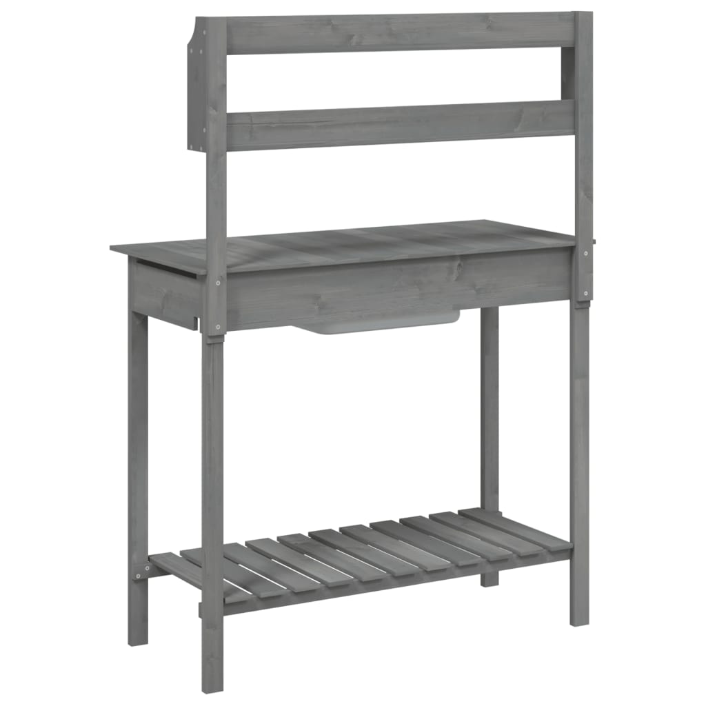 Potting Table with Sink Grey 147,5x44x139,5 cm Solid Wood Fir